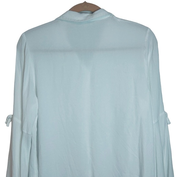 Boho White Open Shoulder Bell Sleeve Button Down Shirt XL - Picture 5 of 8